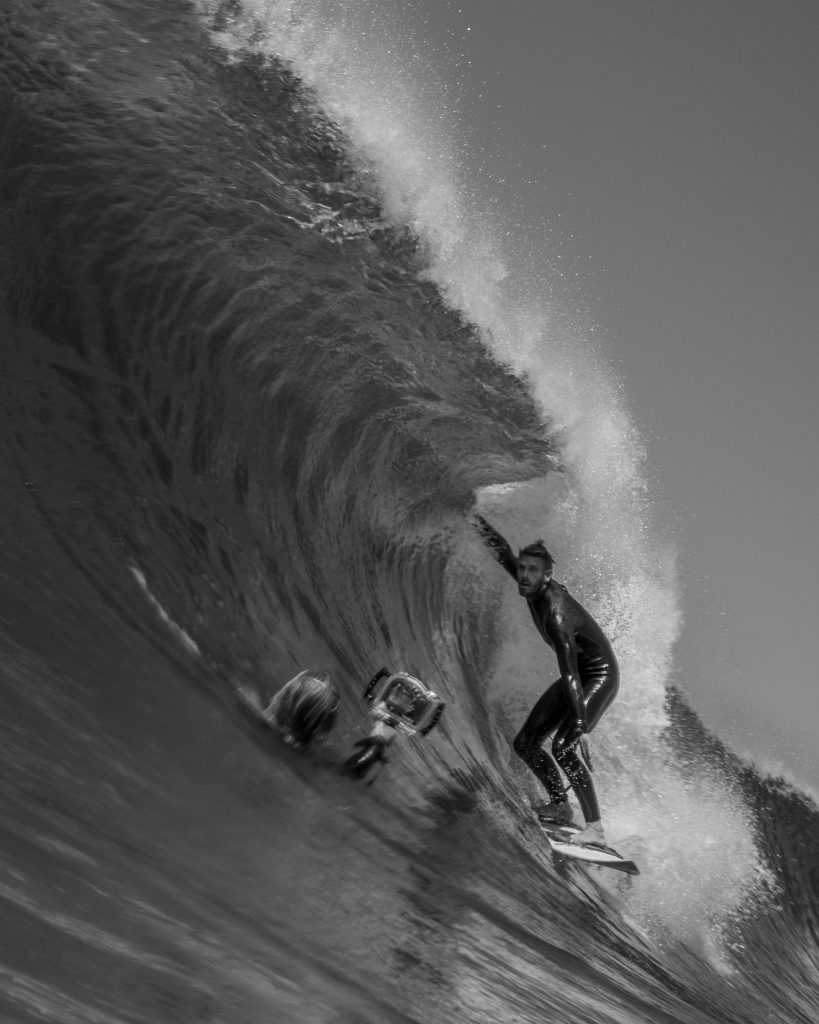 Max Riton in the barrel with surfer Zac Blis Photo by Pablo Prieto